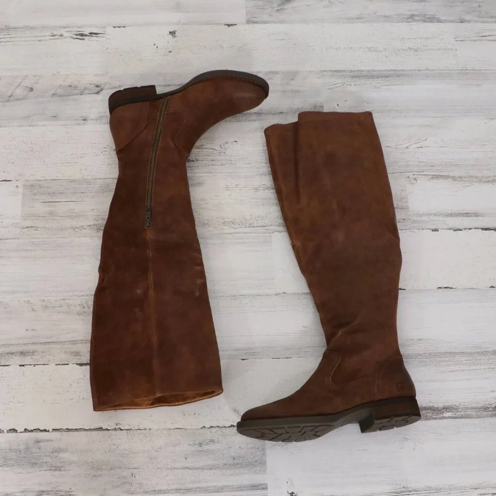 Tall Brown Leather Riding Boots - Women